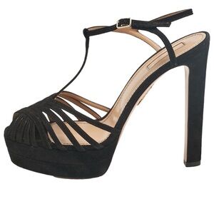 Aquazzura Black Strappy Platform Heels